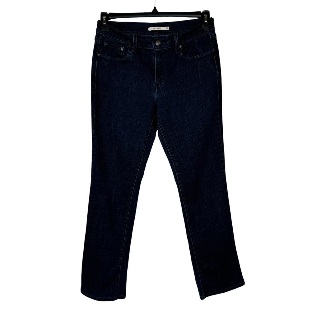 Levi’s 505 SZ 28 Straight Jeans Stretch Zip-Fly Pockets Mid-Rise Dark Wash Women